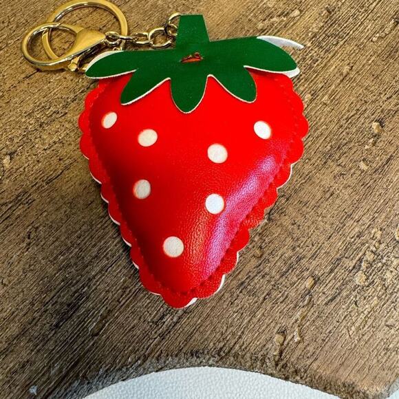 Red Strawberry Keychain Purse Charm Key Chain  NEW FAST SHIP - Picture 3 of 5
